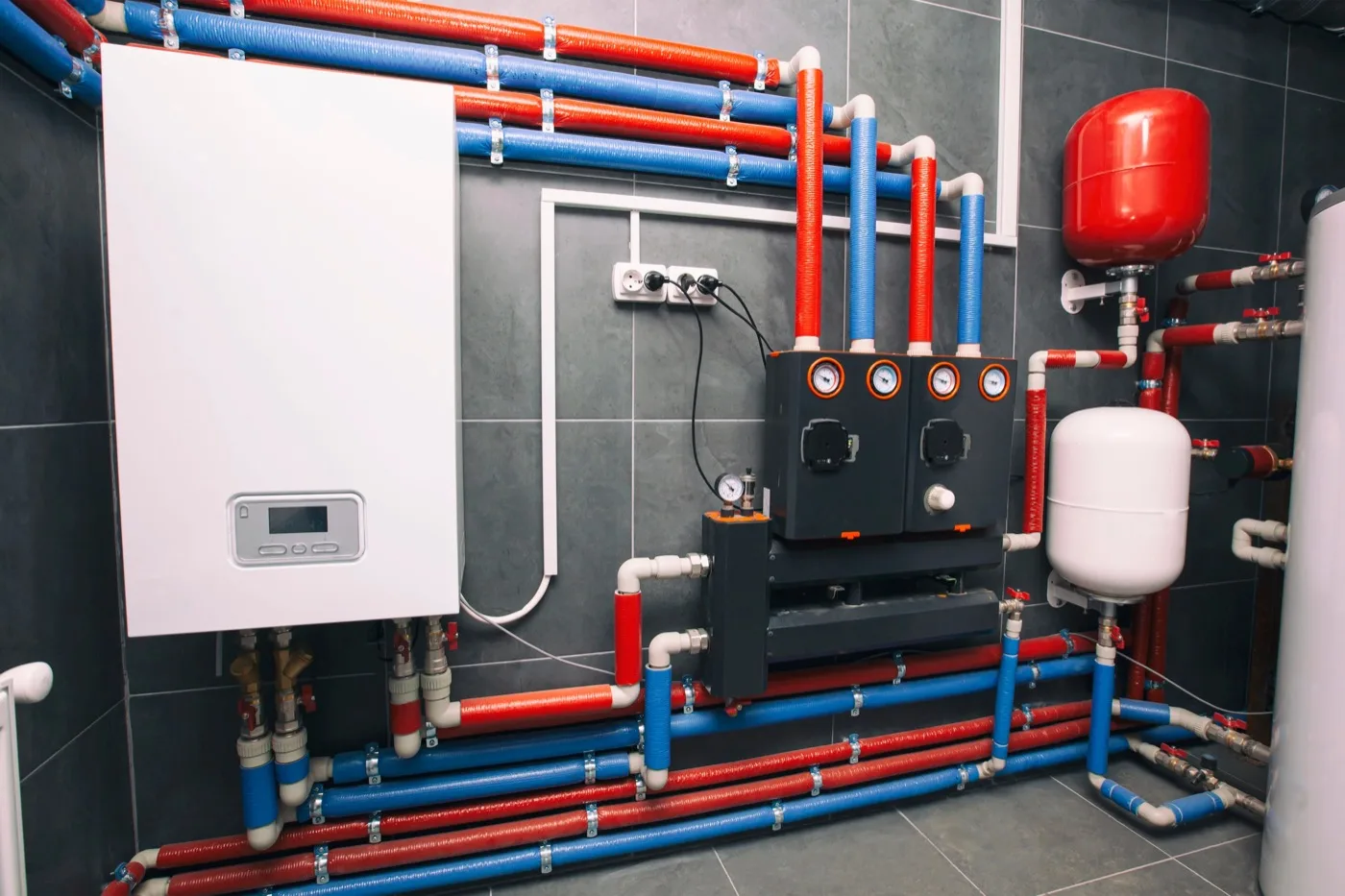 Chaufferie avec ballon d'eau chaude et vase d'expansion entretenue par un chauffagiste à Corbeil-Essonnes
